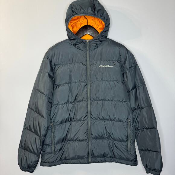 Eddie Bauer Other - Eddie Bauer Jacket Mens Large Black Puffer Down EB650 Hooded Full Zip Sz L